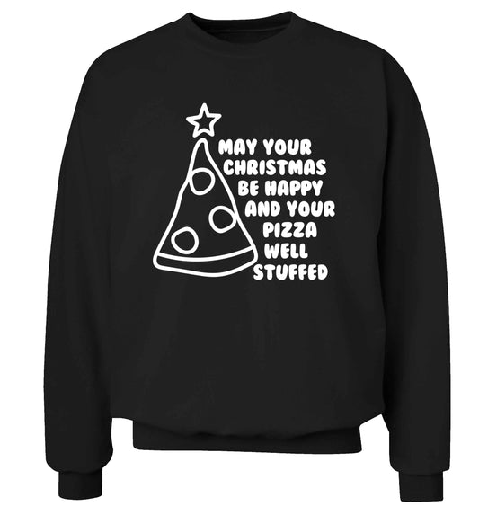 May your Christmas be happy and your pizza well stuffed Adult's unisex black Sweater 2XL