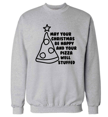 May your Christmas be happy and your pizza well stuffed Adult's unisex grey Sweater 2XL