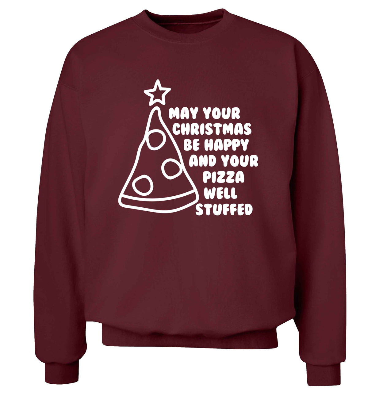 May your Christmas be happy and your pizza well stuffed Adult's unisex maroon Sweater 2XL