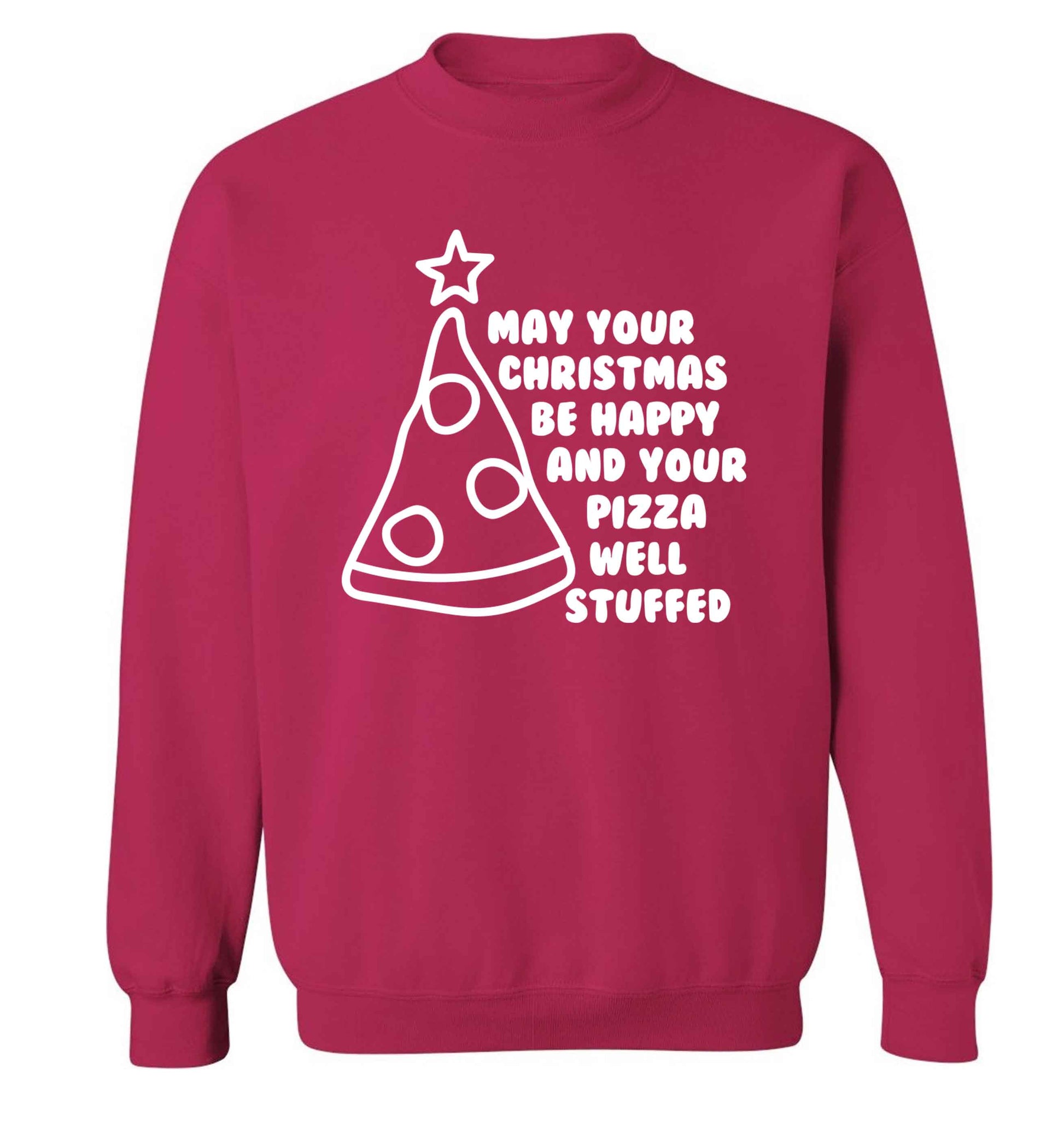 May your Christmas be happy and your pizza well stuffed Adult's unisex pink Sweater 2XL
