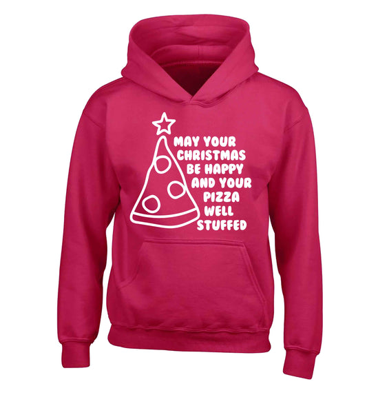 May your Christmas be happy and your pizza well stuffed children's pink hoodie 12-13 Years