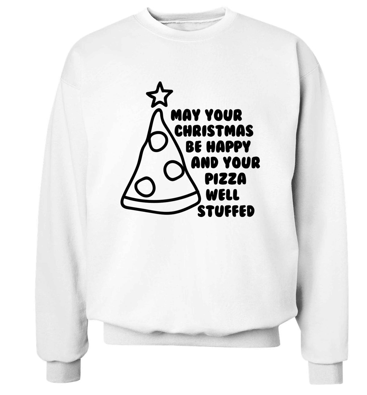 May your Christmas be happy and your pizza well stuffed Adult's unisex white Sweater 2XL