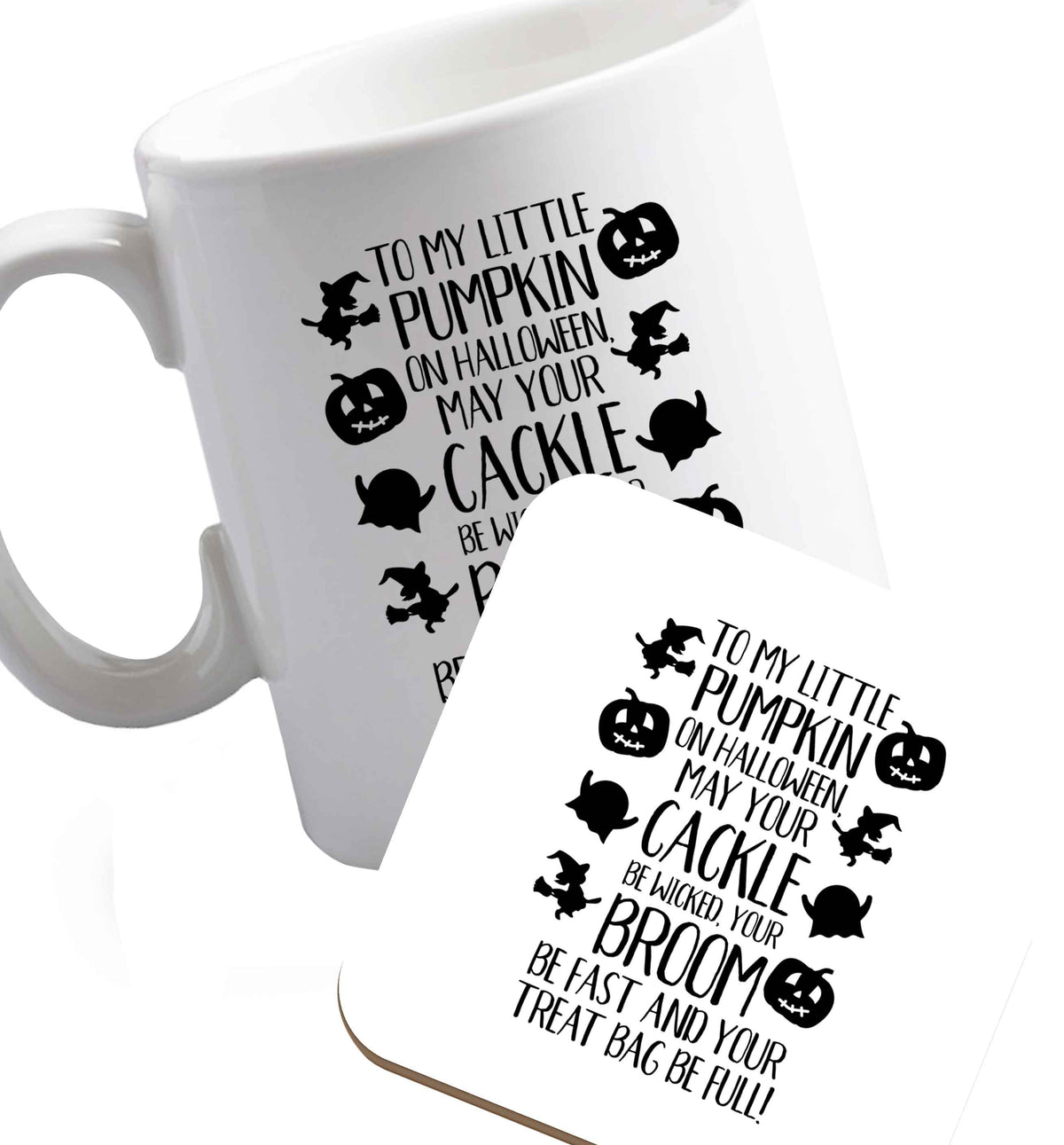 10 oz Favourite Type Pan Pancake ceramic mug and coaster set right handed