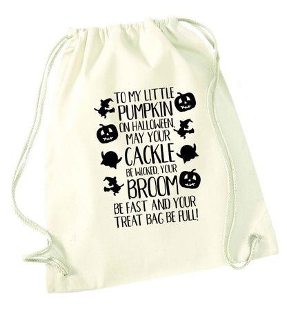 To my Little Pumpkin natural drawstring bag