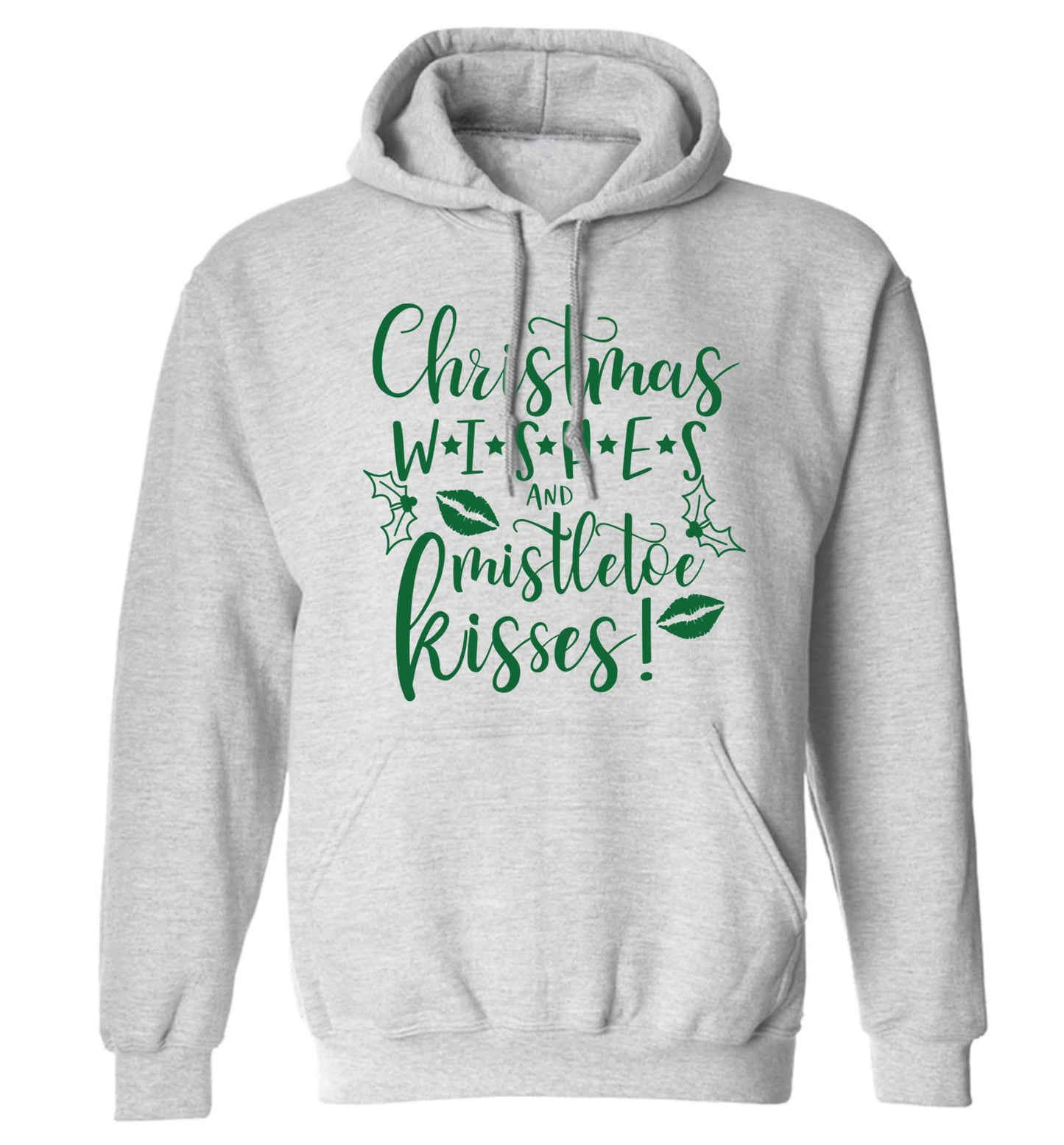 Christmas wishes and mistletoe kisses adults unisex grey hoodie 2XL