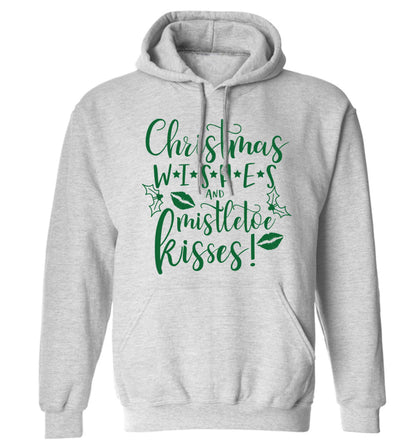 Christmas wishes and mistletoe kisses adults unisex grey hoodie 2XL
