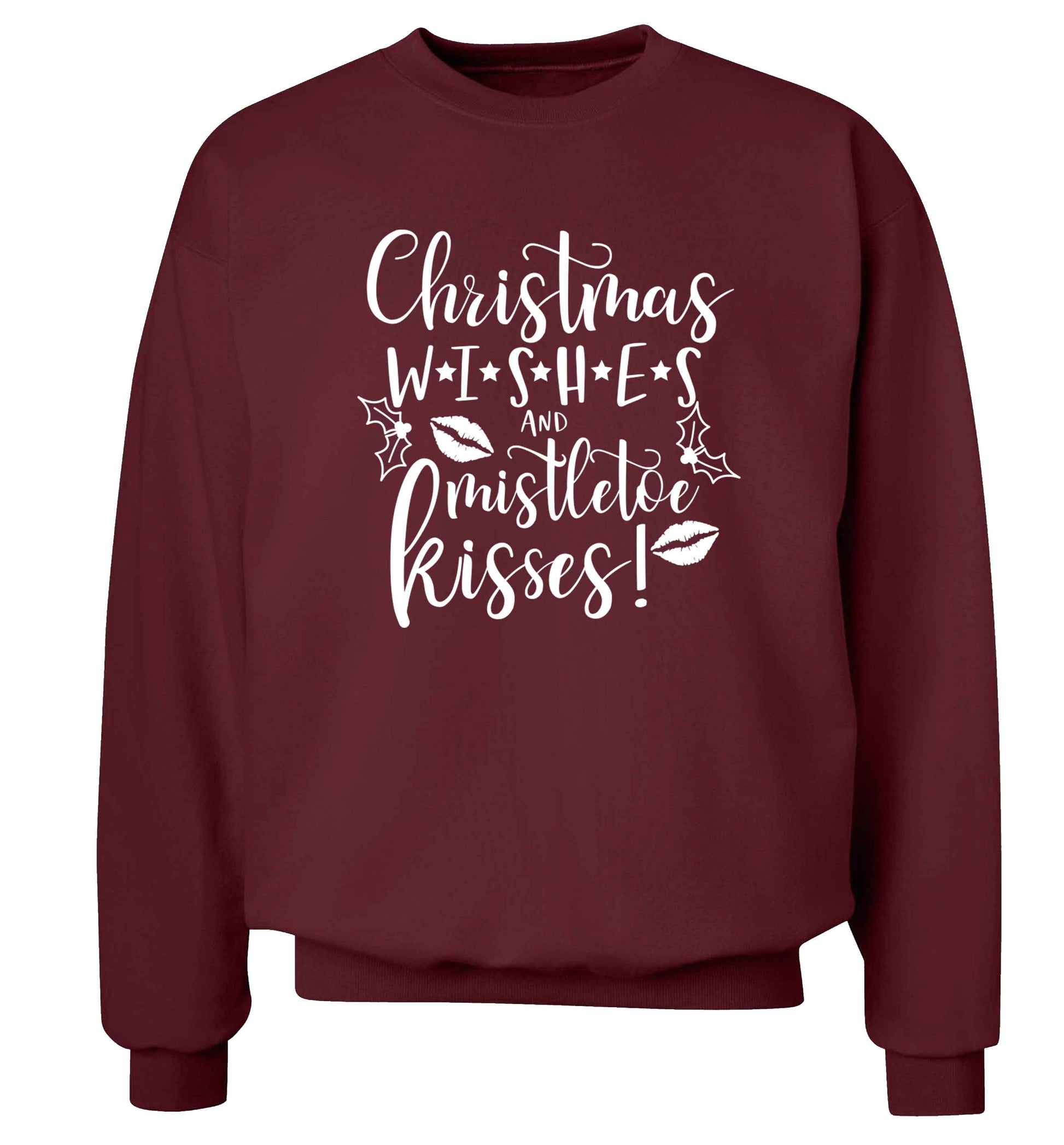 Christmas wishes and mistletoe kisses Adult's unisex maroon Sweater 2XL