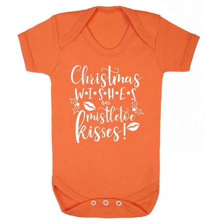 Christmas wishes and mistletoe kisses Baby Vest orange 18-24 months