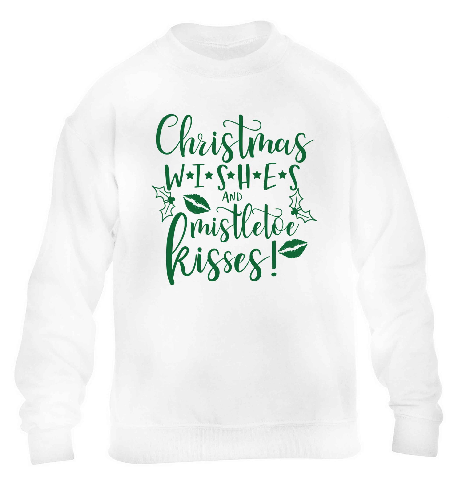 Christmas wishes and mistletoe kisses children's white sweater 12-13 Years