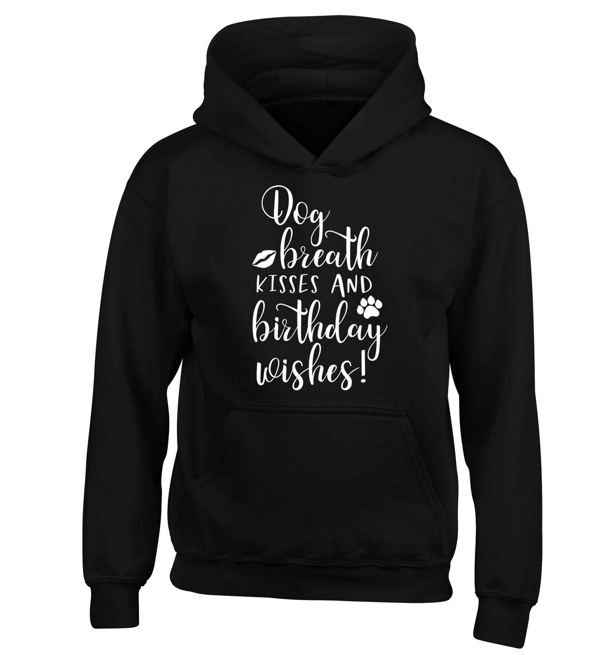 Dog breath kisses and christmas wishes children's black hoodie 12-13 Years