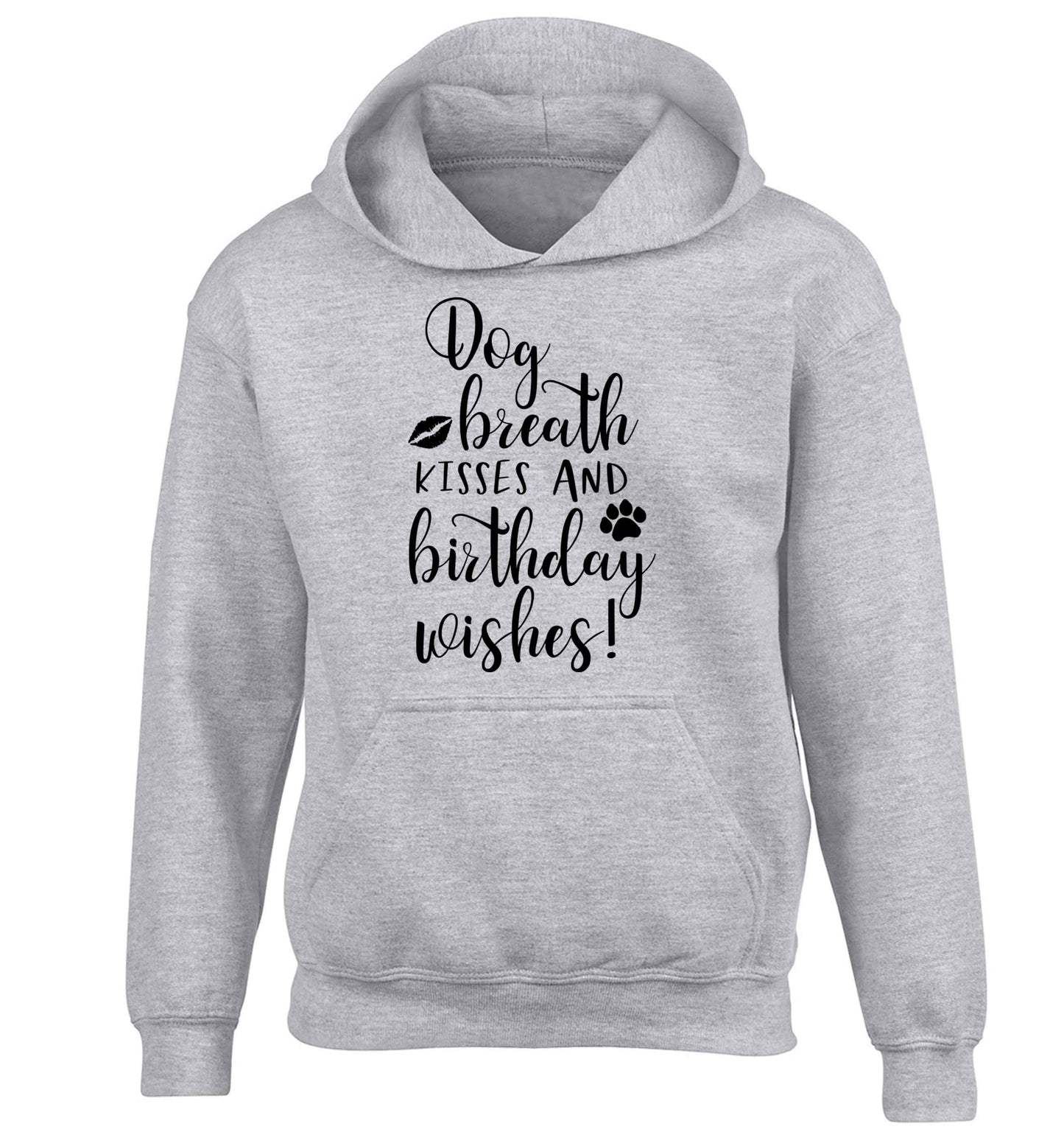 Dog breath kisses and christmas wishes children's grey hoodie 12-13 Years