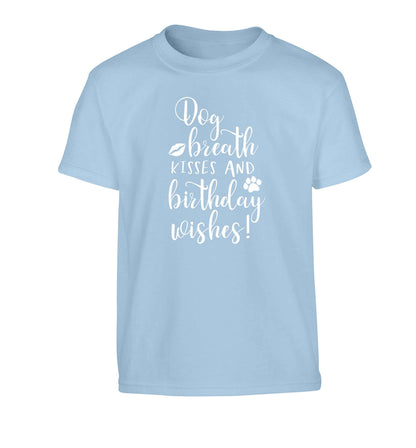 Dog breath kisses and christmas wishes Children's light blue Tshirt 12-13 Years