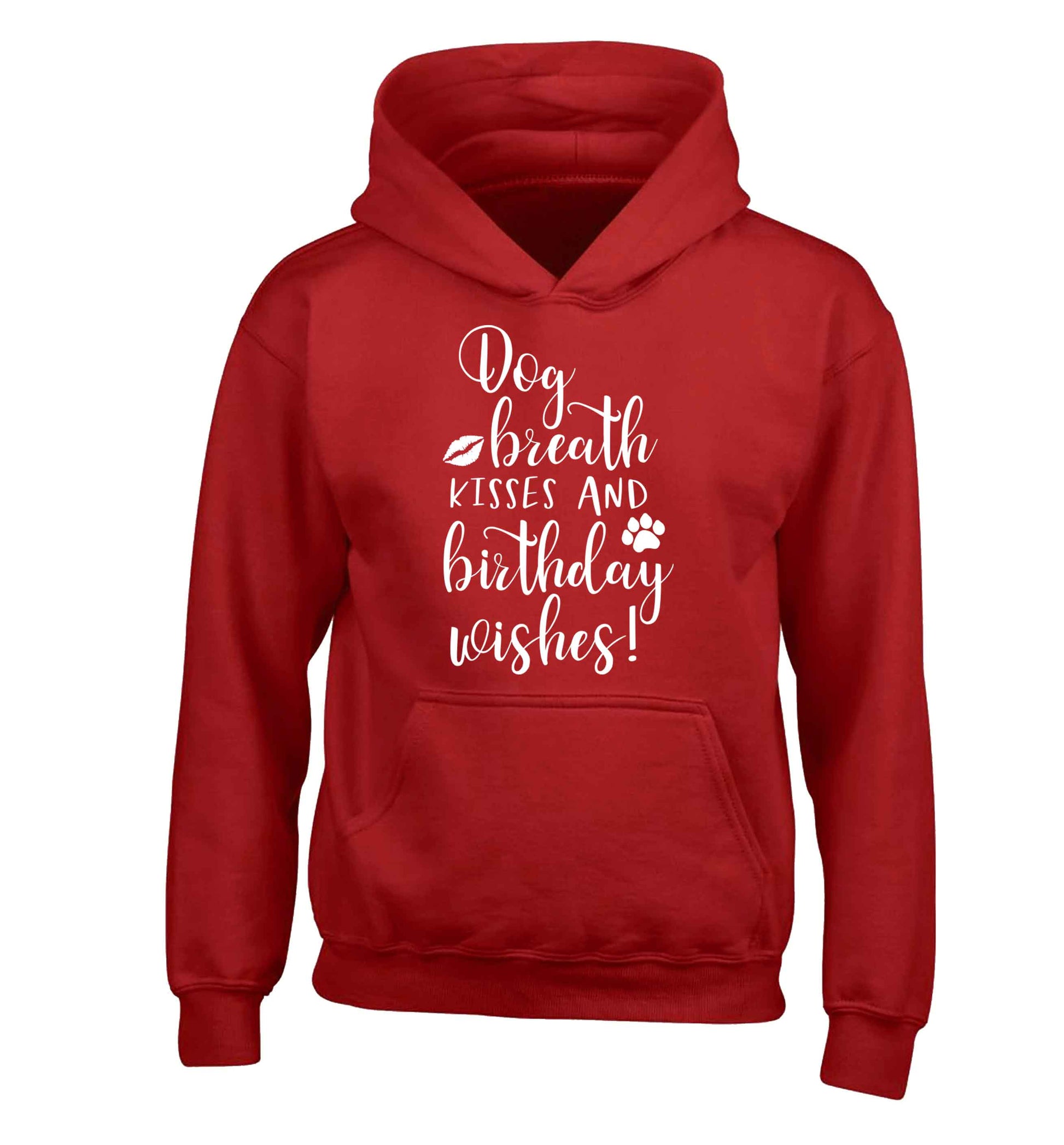 Dog breath kisses and christmas wishes children's red hoodie 12-13 Years