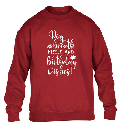 Dog breath kisses and christmas wishes children's grey sweater 12-13 Years