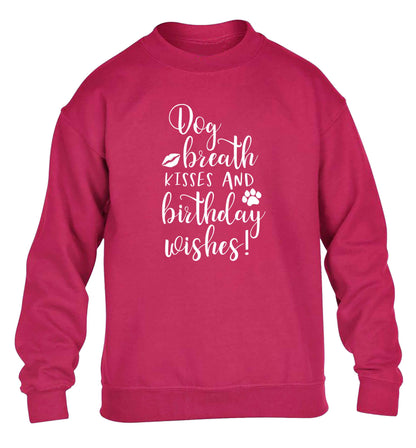 Dog breath kisses and christmas wishes children's pink sweater 12-13 Years