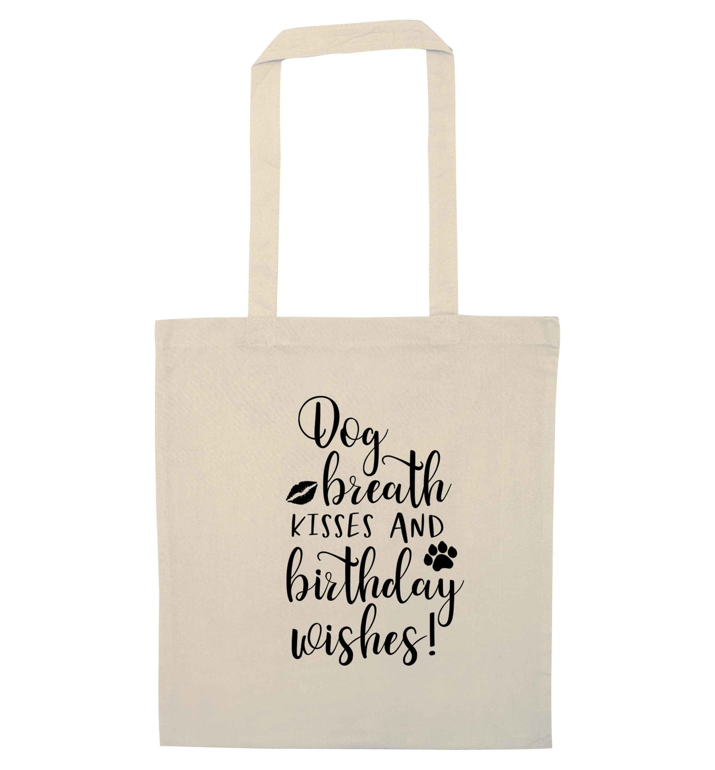Dog breath kisses and christmas wishes natural tote bag