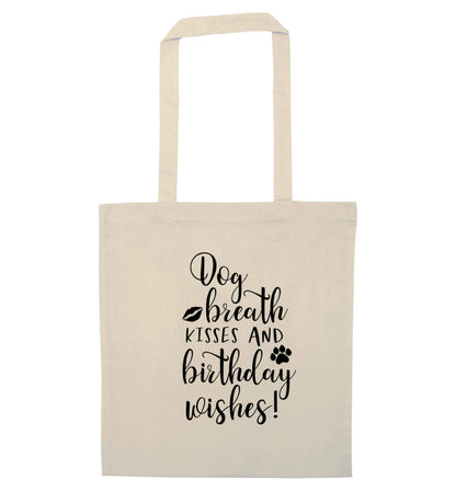Dog breath kisses and christmas wishes natural tote bag
