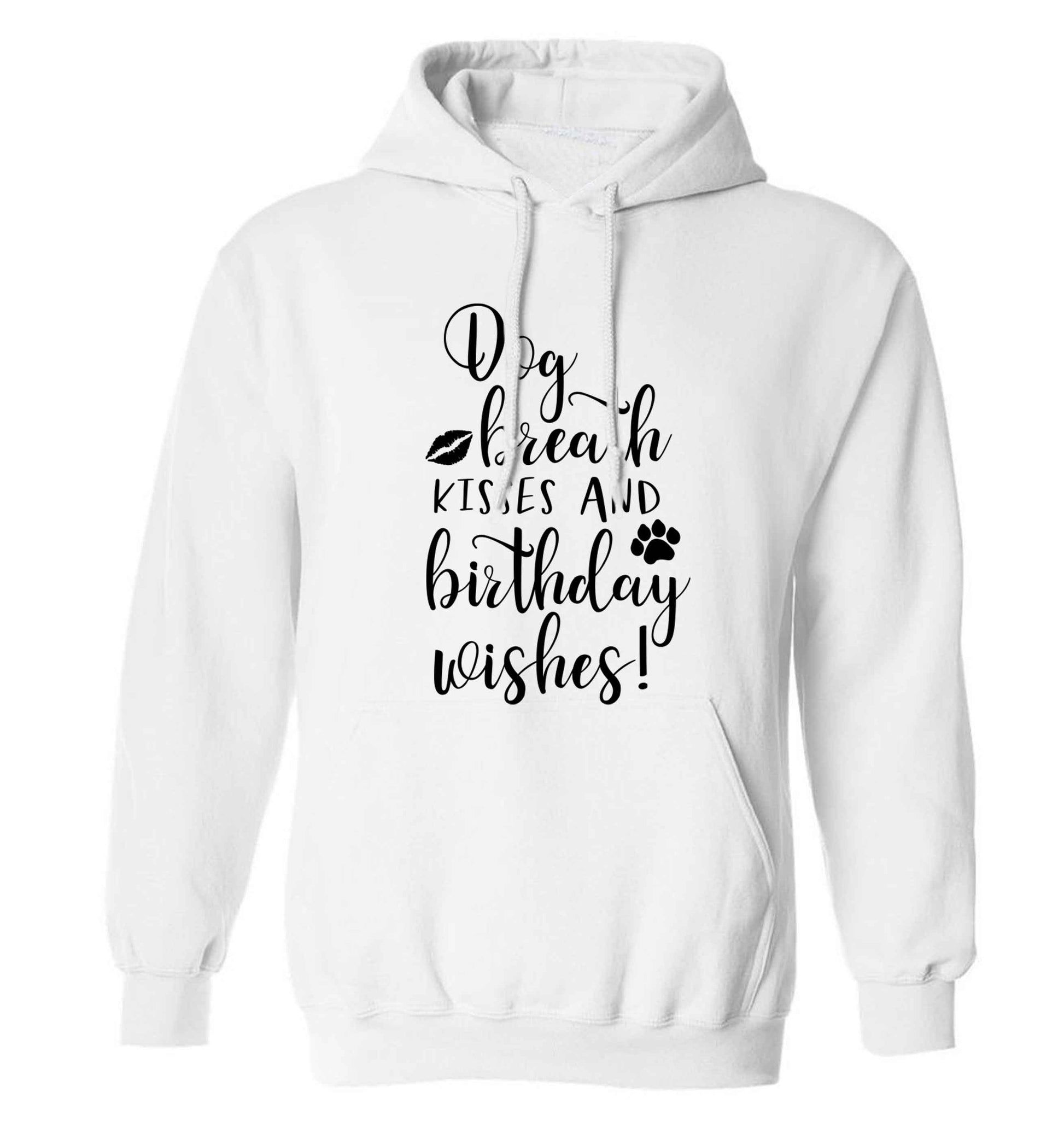 Dog breath kisses and christmas wishes adults unisex white hoodie 2XL