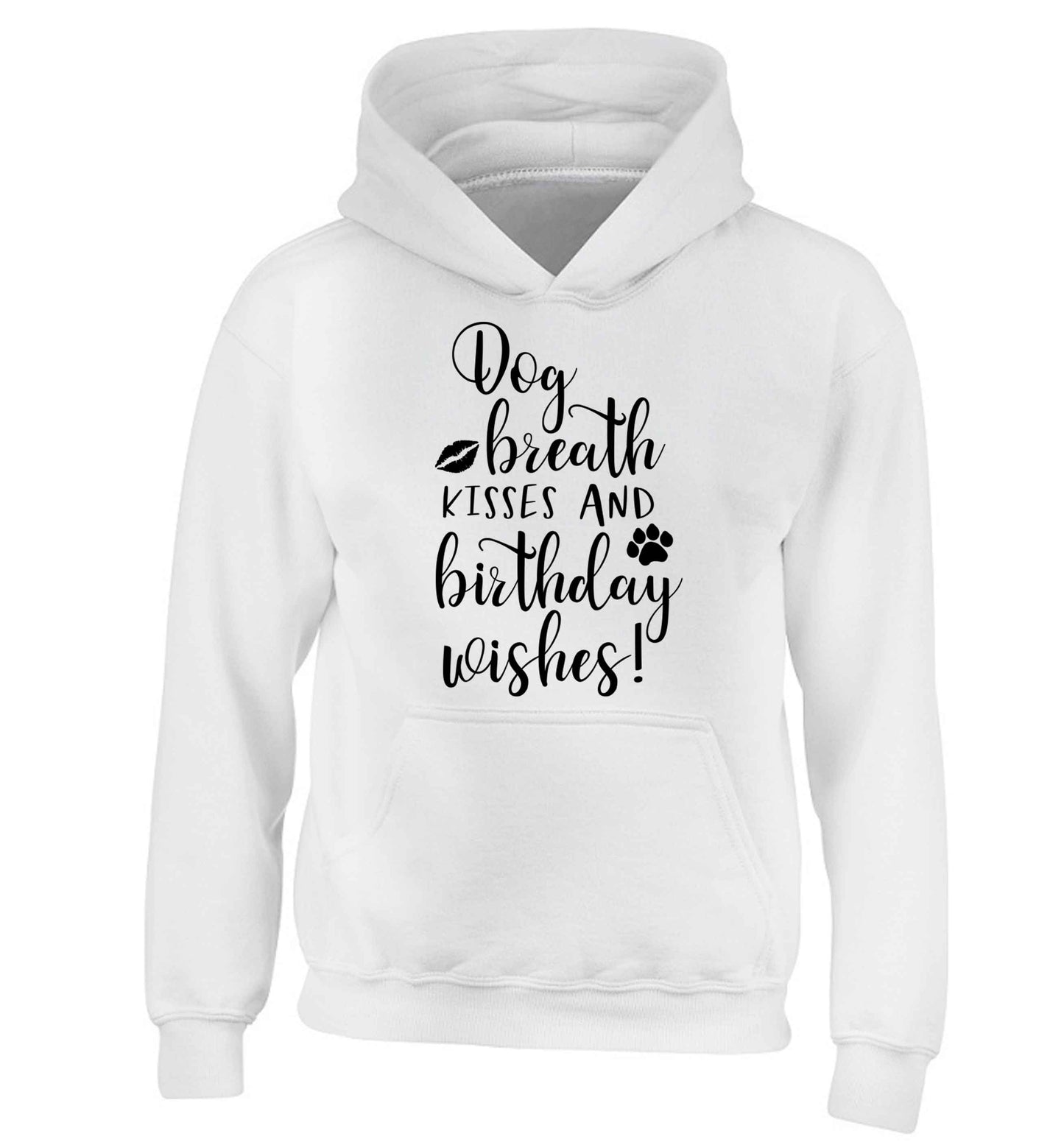 Dog breath kisses and christmas wishes children's white hoodie 12-13 Years