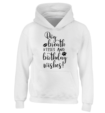 Dog breath kisses and christmas wishes children's white hoodie 12-13 Years