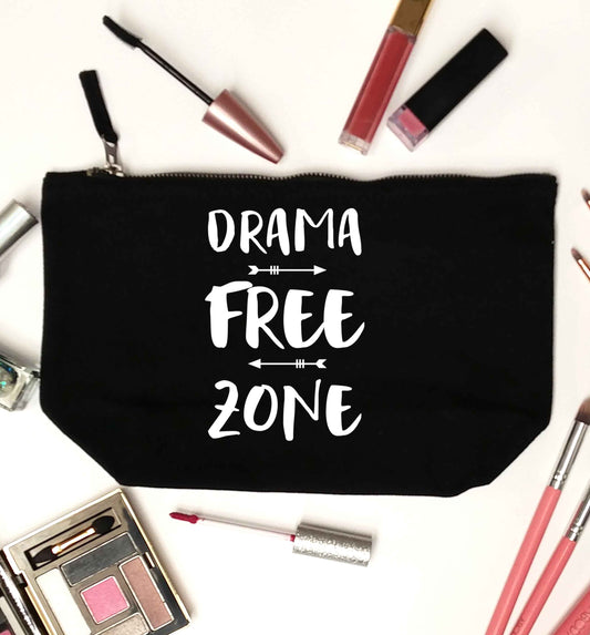Drama free zone black makeup bag