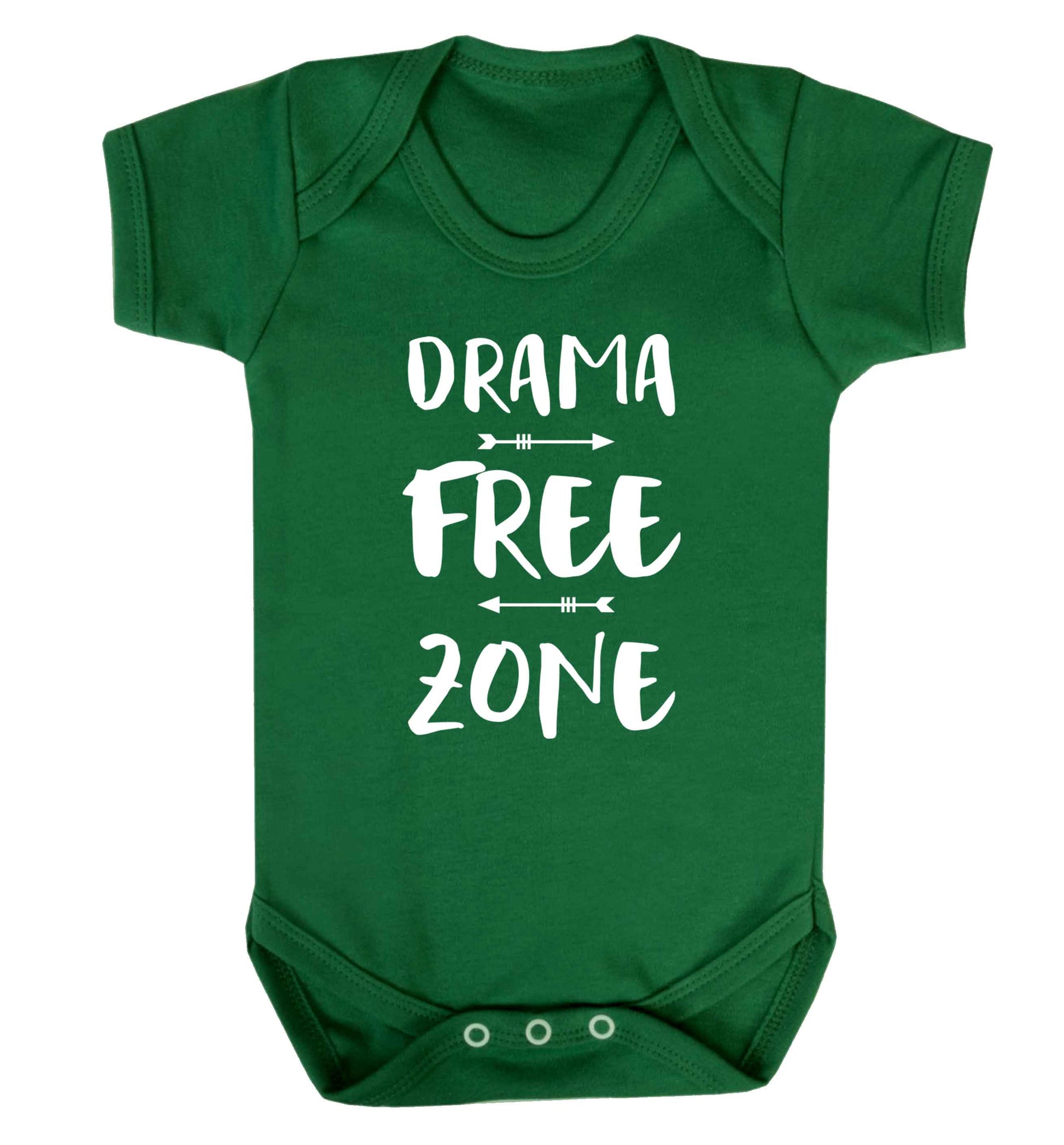 Drama free zone Baby Vest green 18-24 months