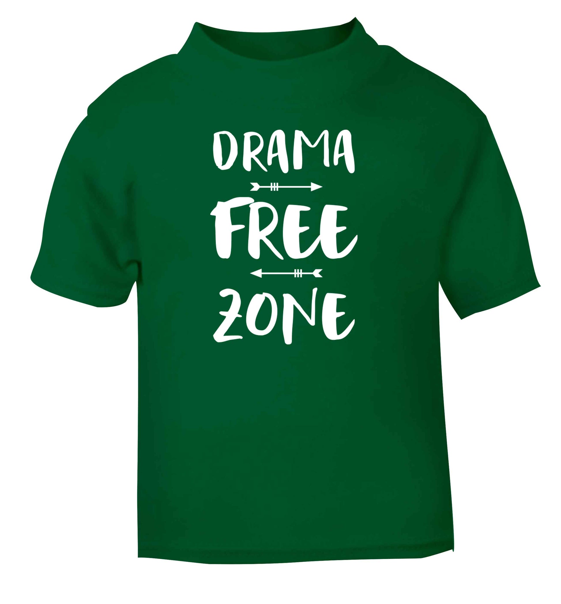 Drama free zone green Baby Toddler Tshirt 2 Years