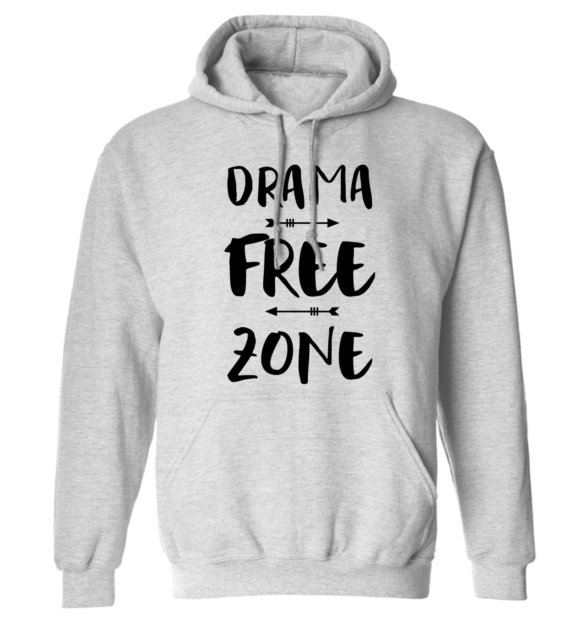 Drama free zone adults unisex grey hoodie 2XL