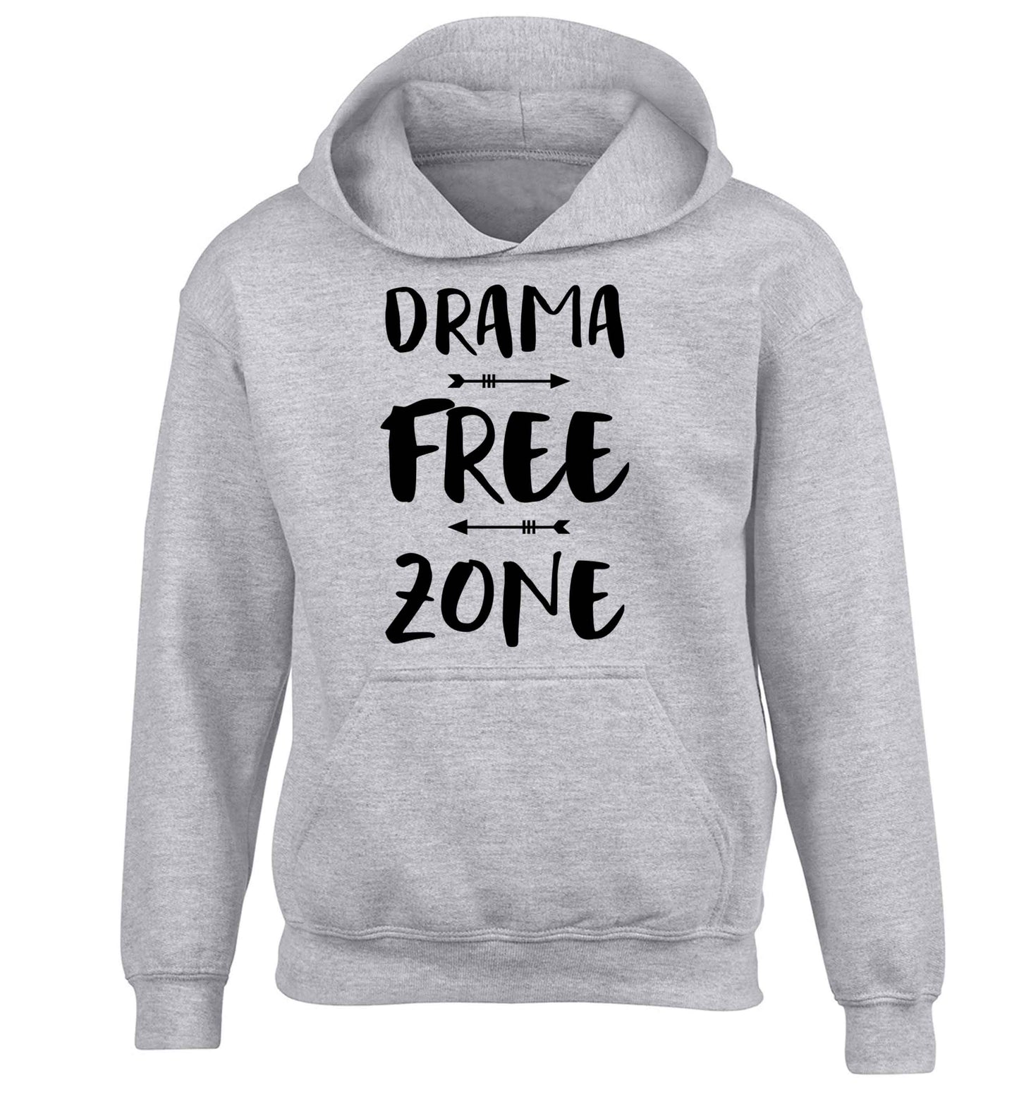 Drama free zone children's grey hoodie 12-13 Years