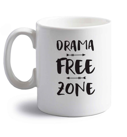 Drama free zone right handed white ceramic mug 
