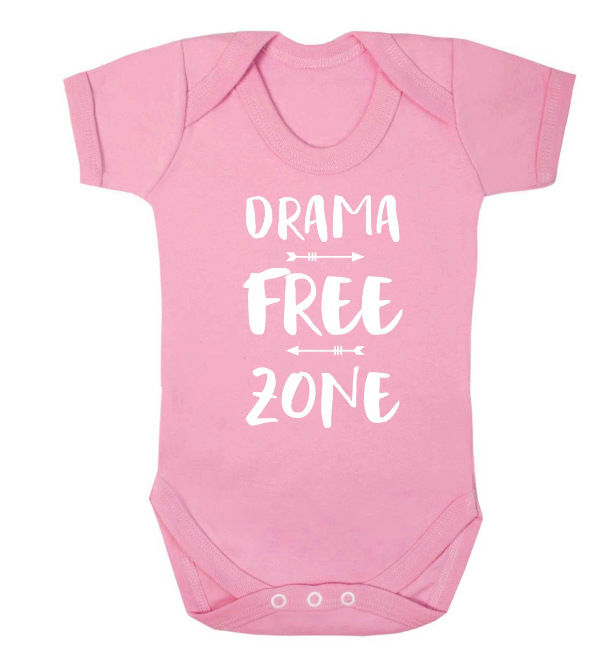 Drama free zone Baby Vest pale pink 18-24 months