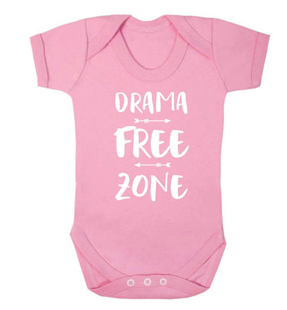 Drama free zone Baby Vest pale pink 18-24 months