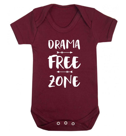 Drama free zone Baby Vest maroon 18-24 months
