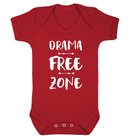 Drama free zone Baby Vest red 18-24 months