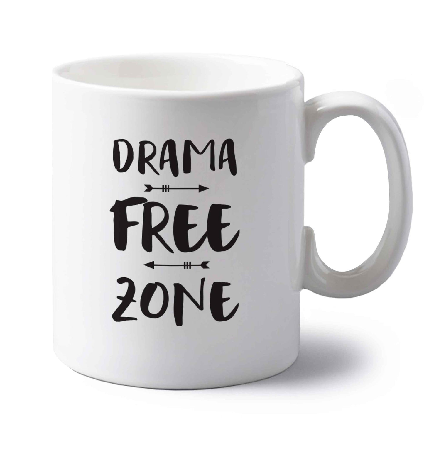 Drama free zone left handed white ceramic mug 