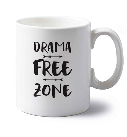Drama free zone left handed white ceramic mug 