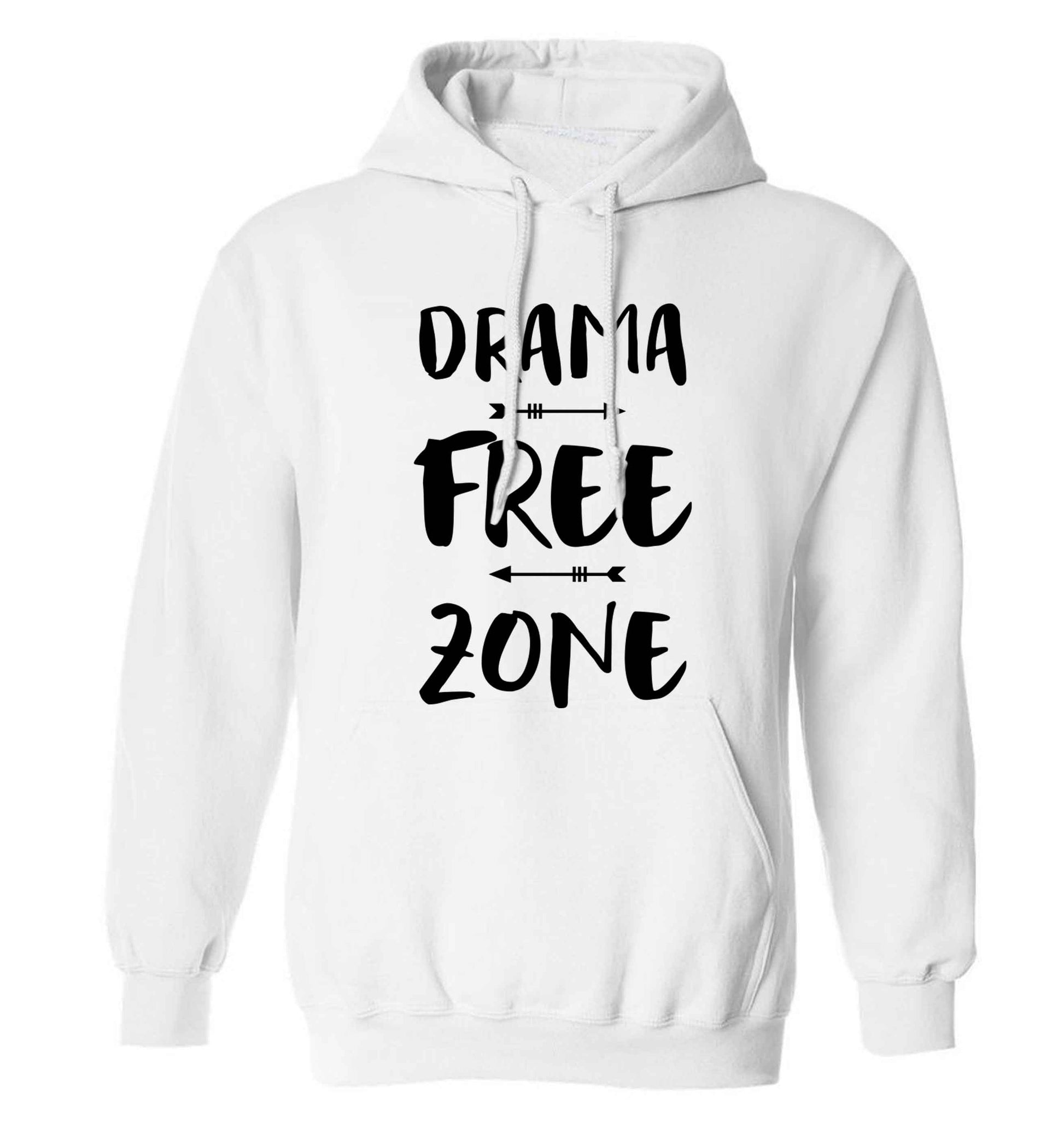 Drama free zone adults unisex white hoodie 2XL