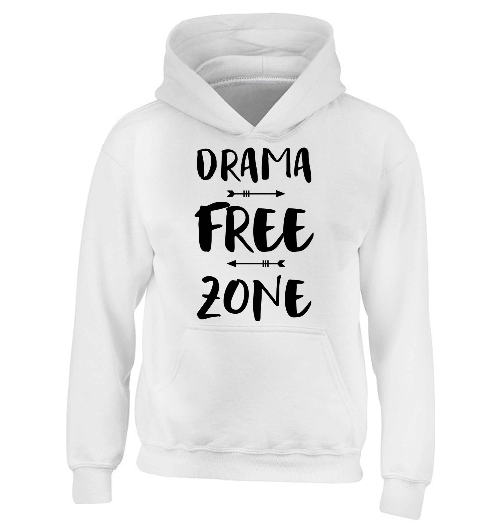 Drama free zone children's white hoodie 12-13 Years