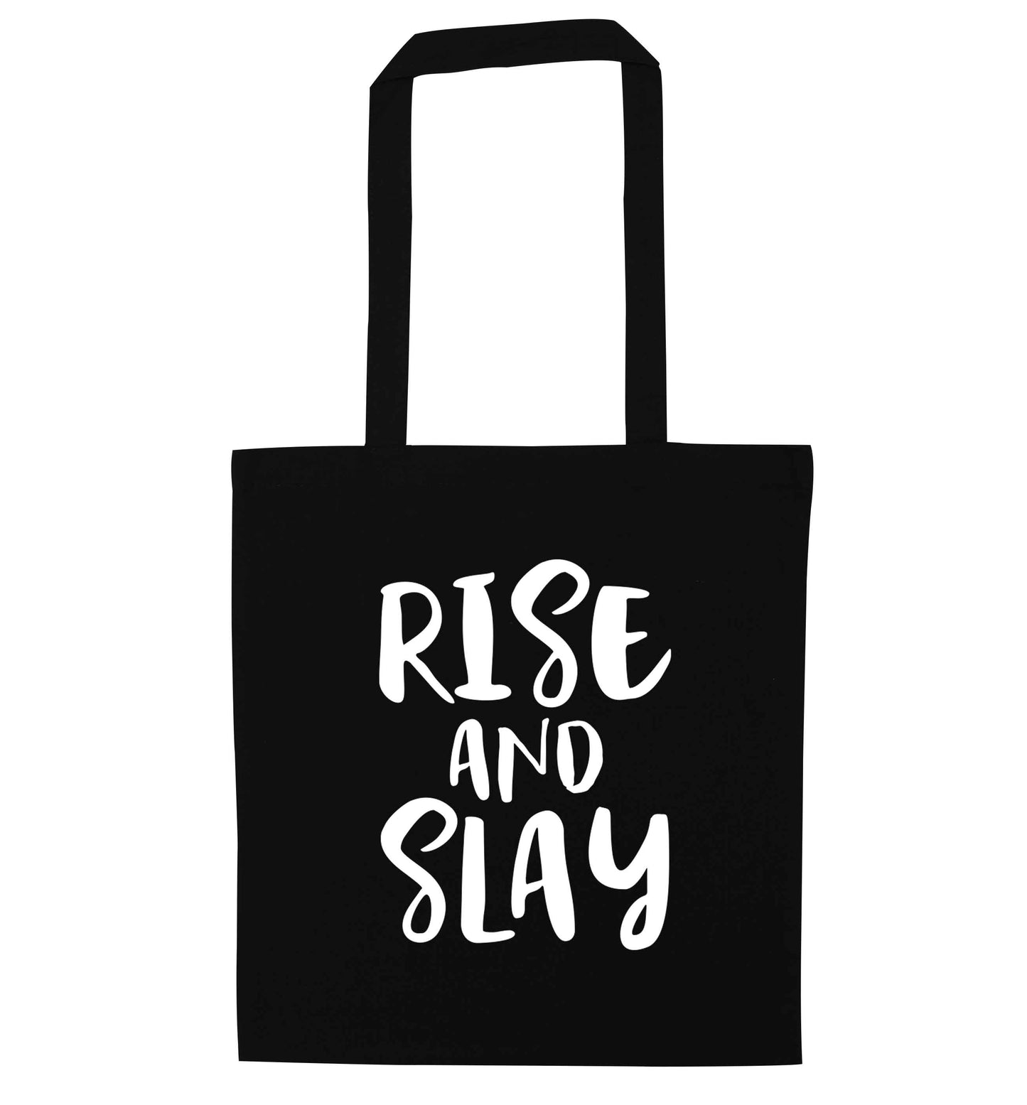 Rise and slay black tote bag