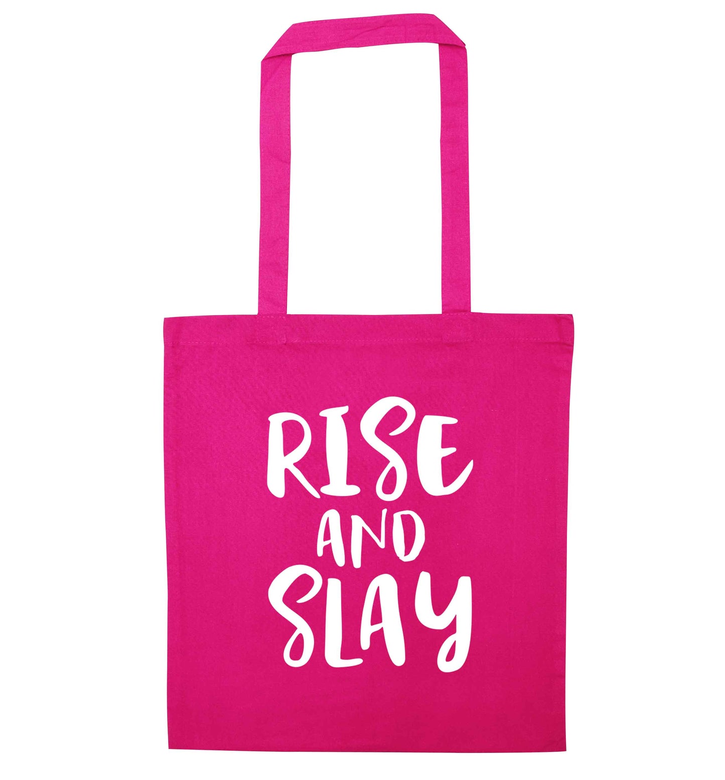 Rise and slay pink tote bag
