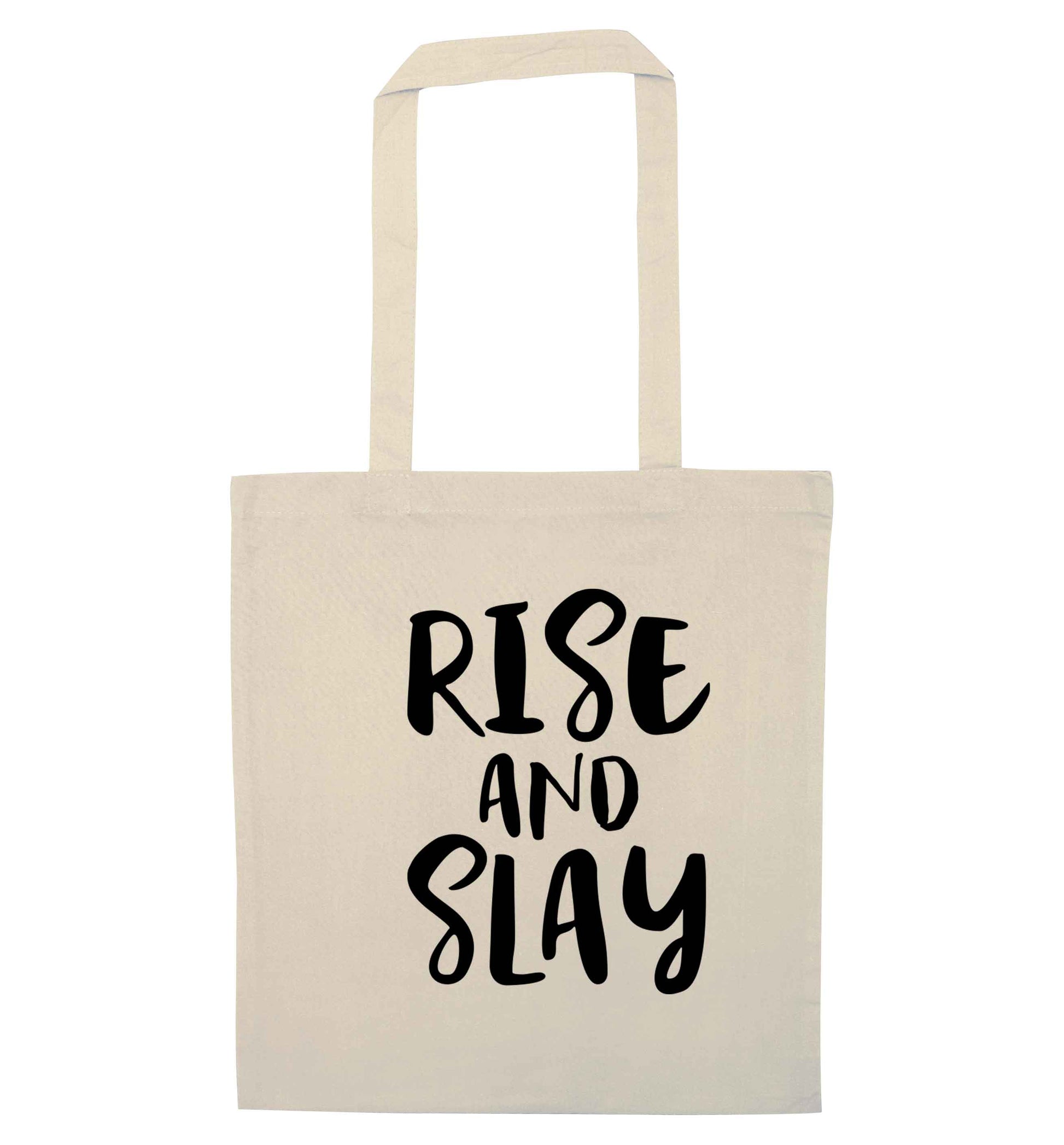 Rise and slay natural tote bag