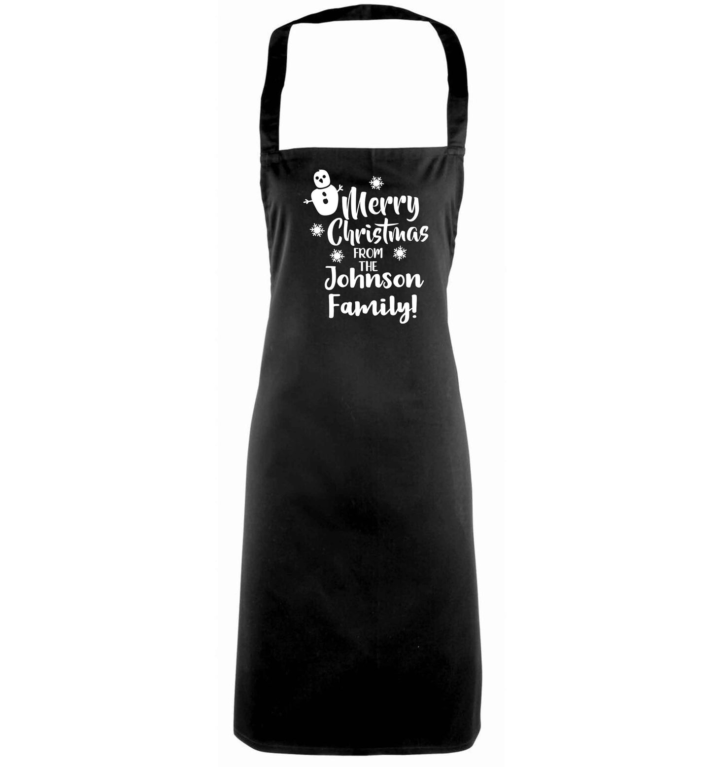 Personalised Merry Christmas from the family black apron