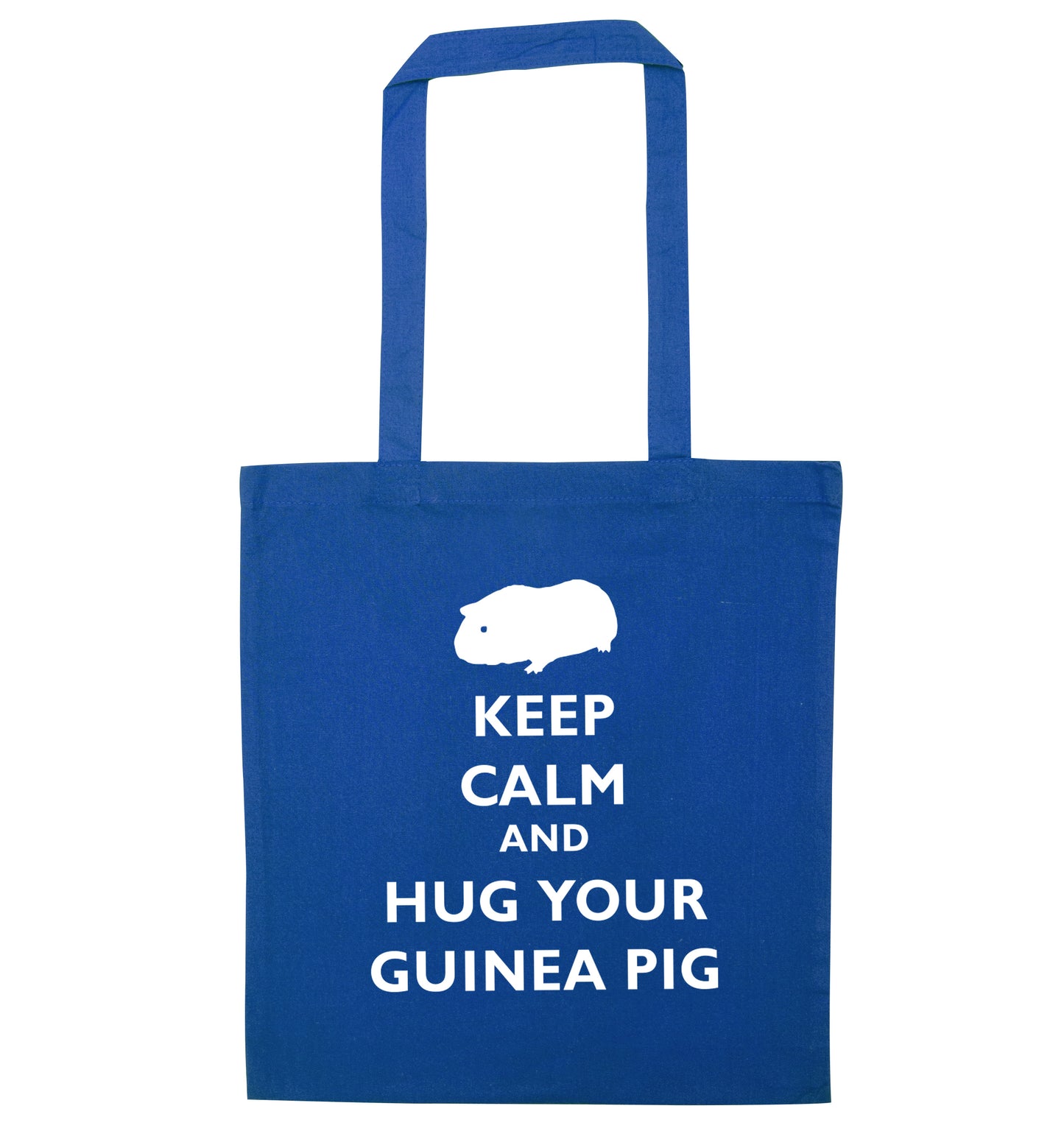 Keep calm and hug your guineapig blue tote bag