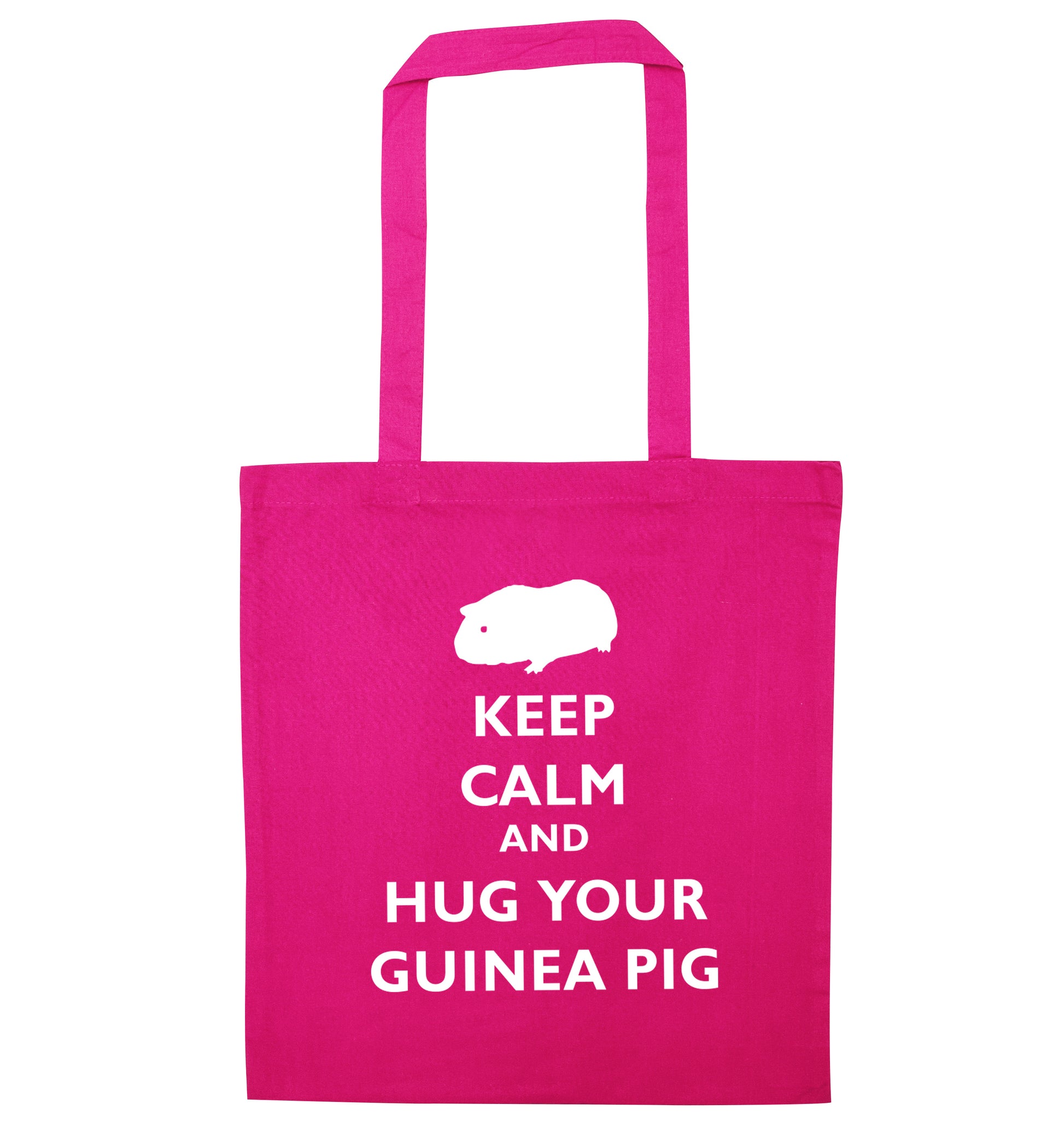 Keep calm and hug your guineapig pink tote bag