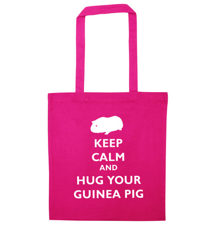 Keep calm and hug your guineapig pink tote bag