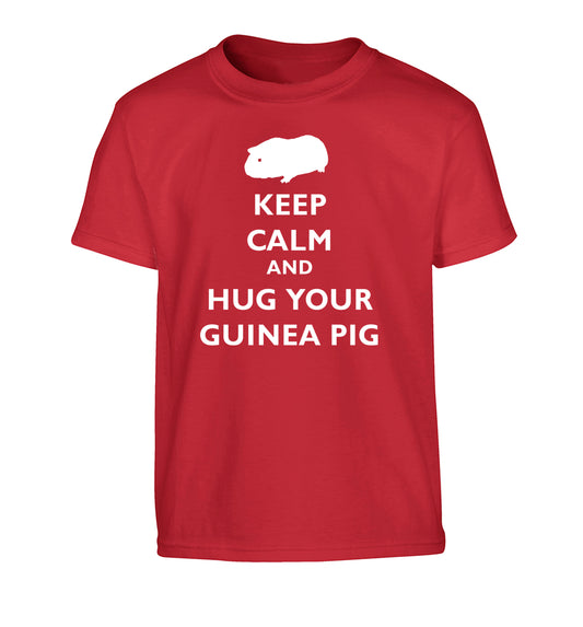 Keep calm and hug your guineapig Children's red Tshirt 12-13 Years