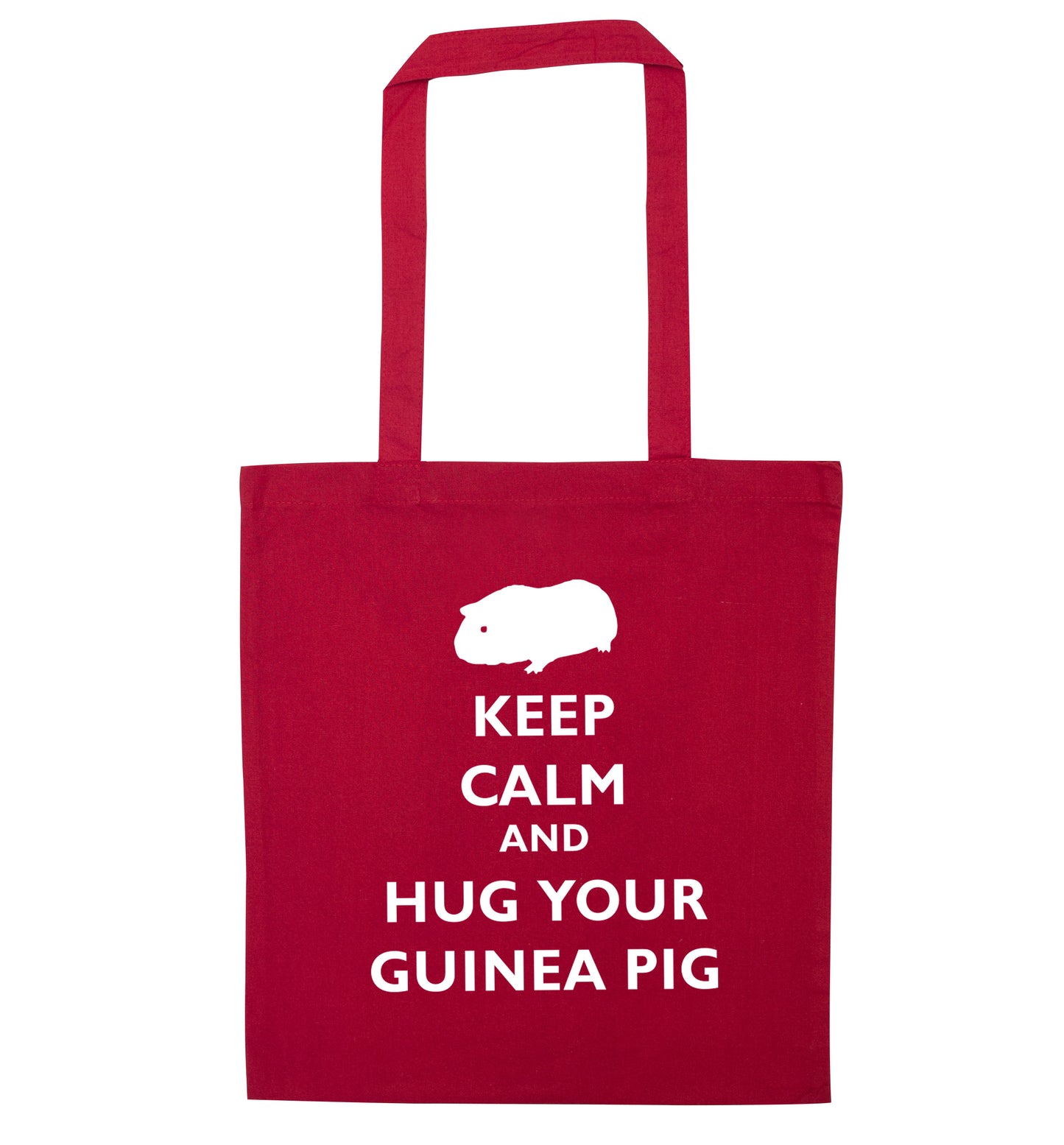Keep calm and hug your guineapig red tote bag