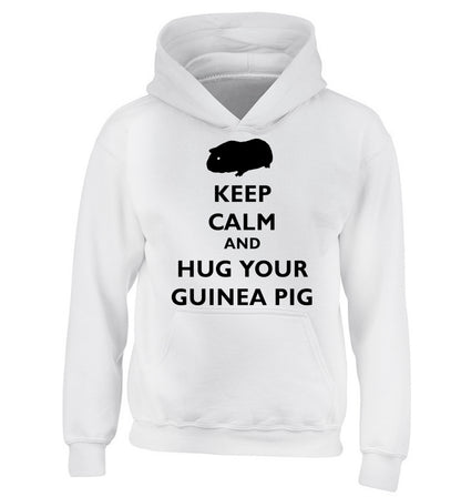 Keep calm and hug your guineapig children's white hoodie 12-13 Years