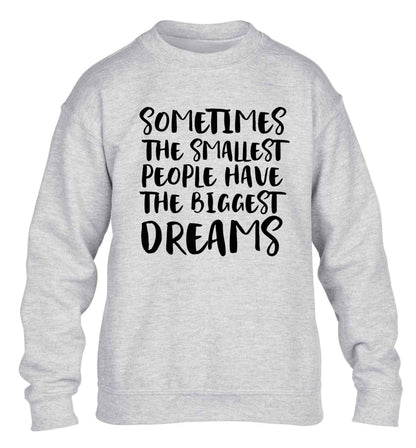 Sometimes the smallest people have the biggest dreams children's grey sweater 12-13 Years