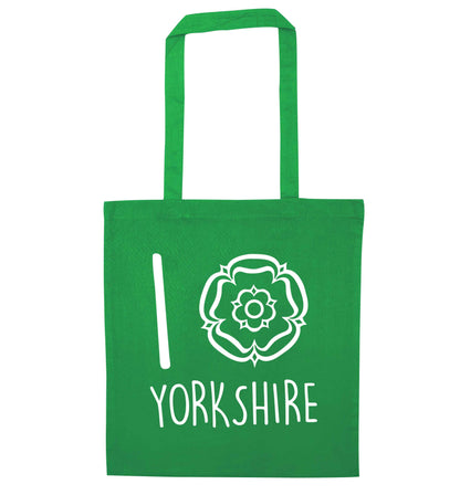 I love Yorkshire green tote bag